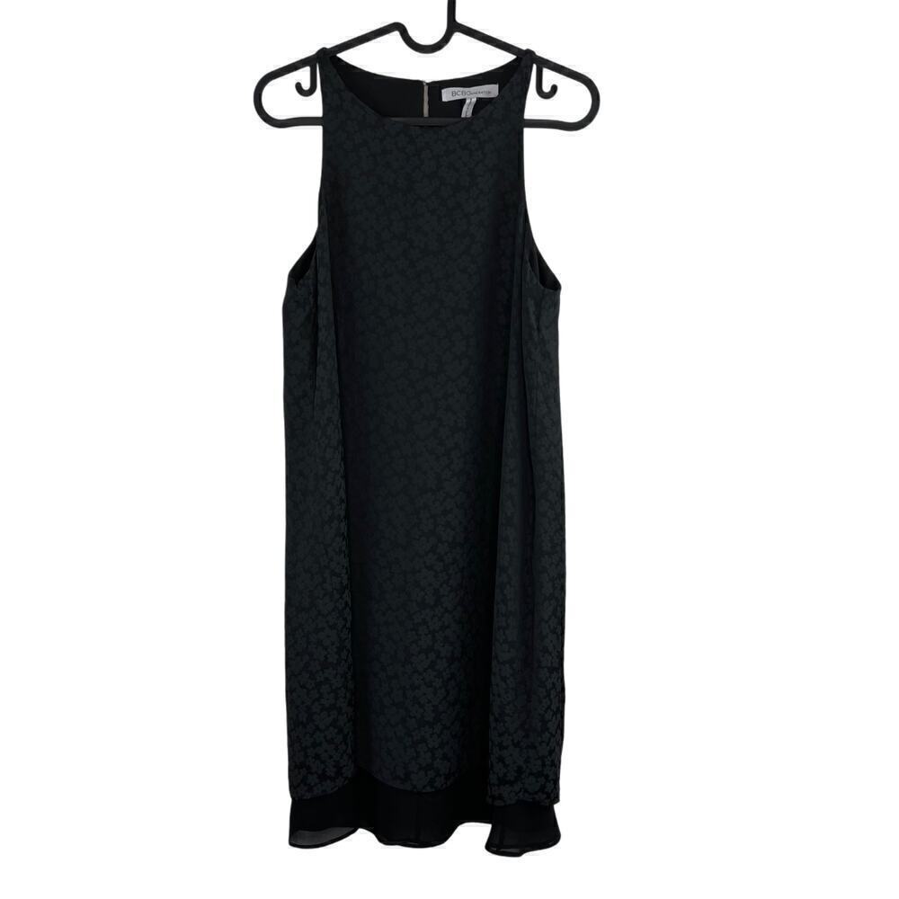 BCBGeneration Black Floral Mesh Dress Size 4 Silky Party Cocktail Whimsigoth LBD